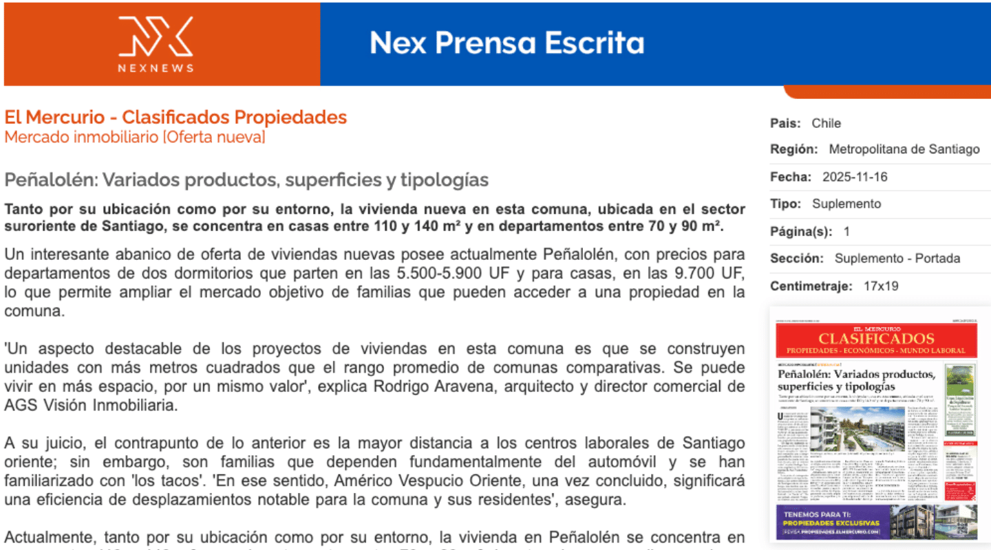 oferta de viviendas en Peñalolén