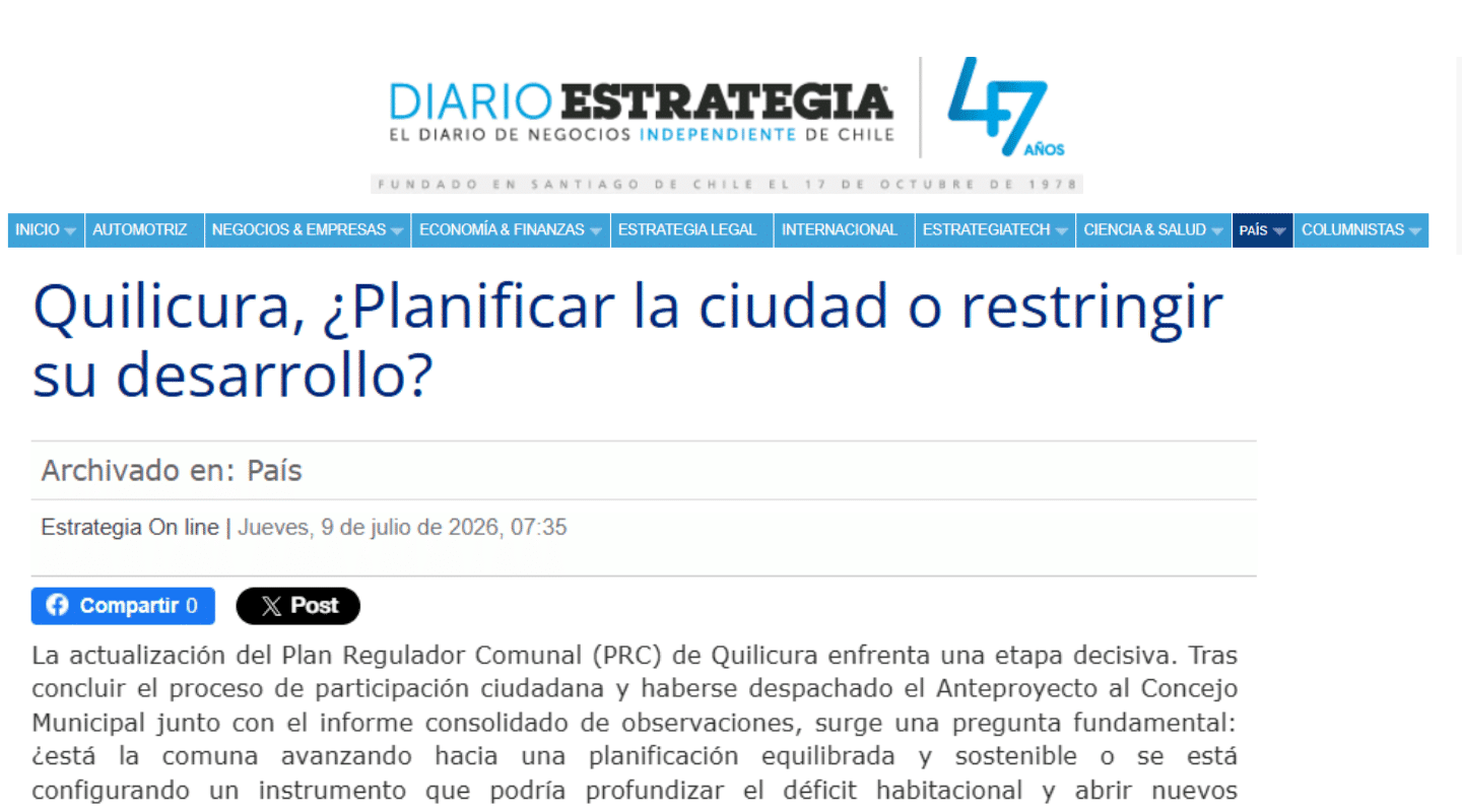 planificación urbana en Quilicura